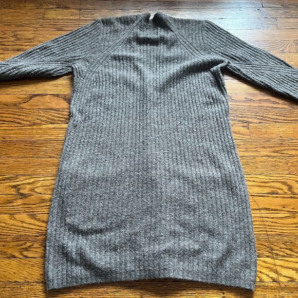 Abercrombie & Fitch Women's Small S Ribbed Knit Long Cardigan Dress Gray - Picture 6 of 8